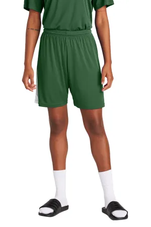 Sport-Tek Herren Feuchtigkeitstransportierende Competitor United Athletic Shorts - Waldgrün/Weiß