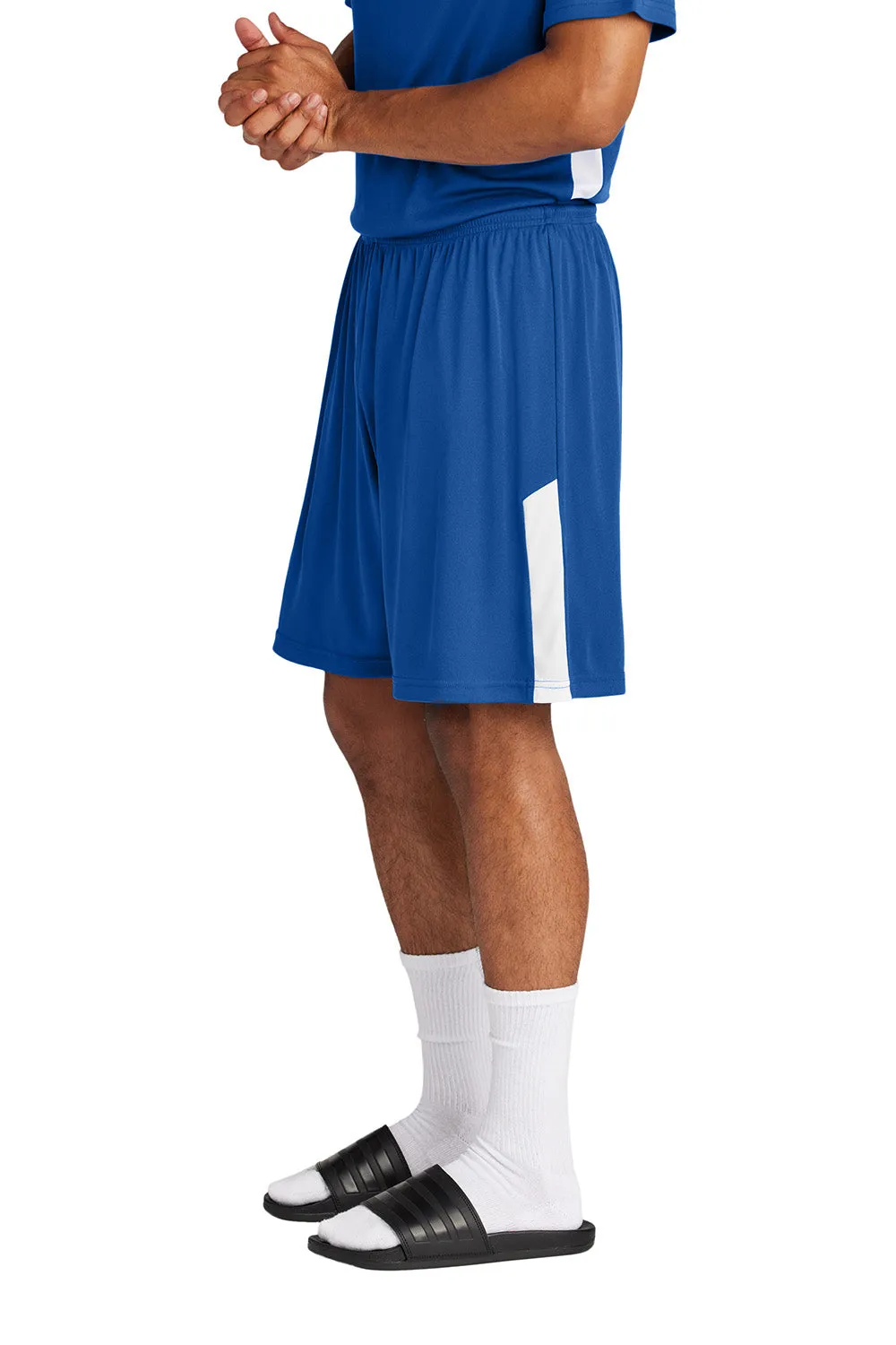 Sport-Tek Herren Feuchtigkeitstransportierende Wettkampfshorts United Athletic - Echtes Königsblau/Weiß