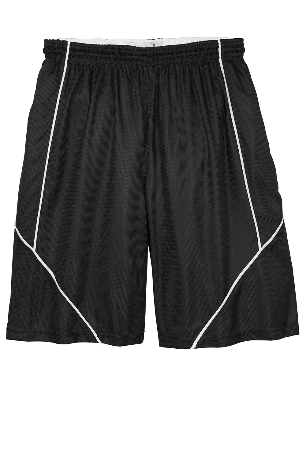 Sport-Tek Herren Feuchtigkeitstransportierende Mesh-Reversible-Spliced-Shorts - Schwarz - Ausverkauf