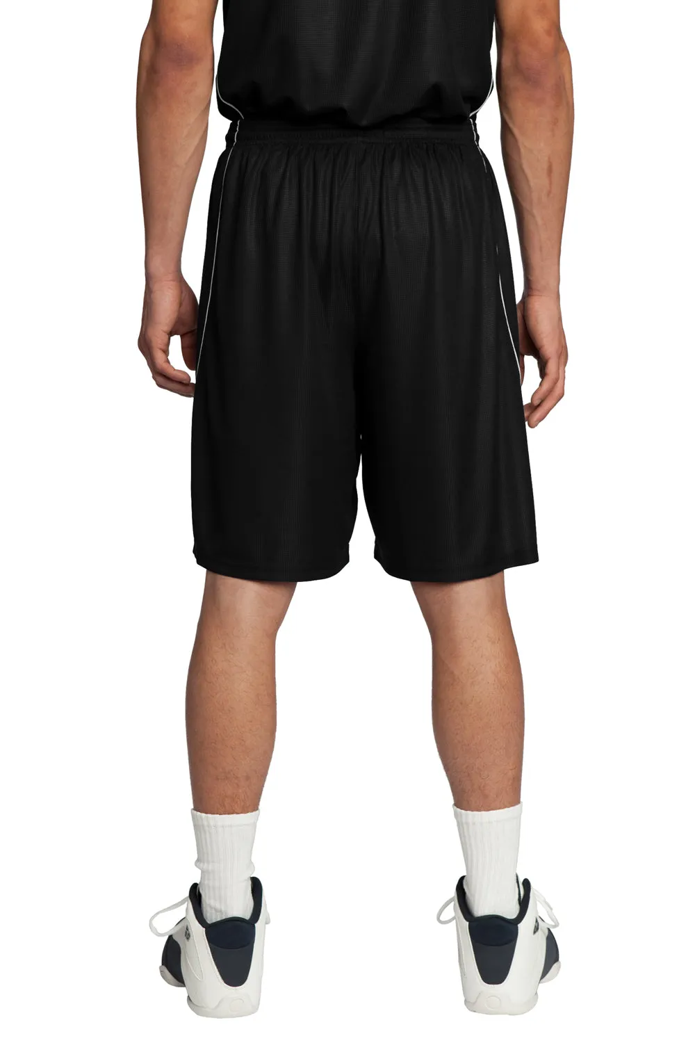 Sport-Tek Herren Feuchtigkeitstransportierende Mesh-Reversible-Spliced-Shorts - Schwarz - Ausverkauf