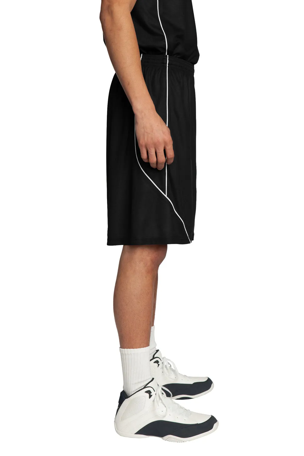 Sport-Tek Herren Feuchtigkeitstransportierende Mesh-Reversible-Spliced-Shorts - Schwarz - Ausverkauf
