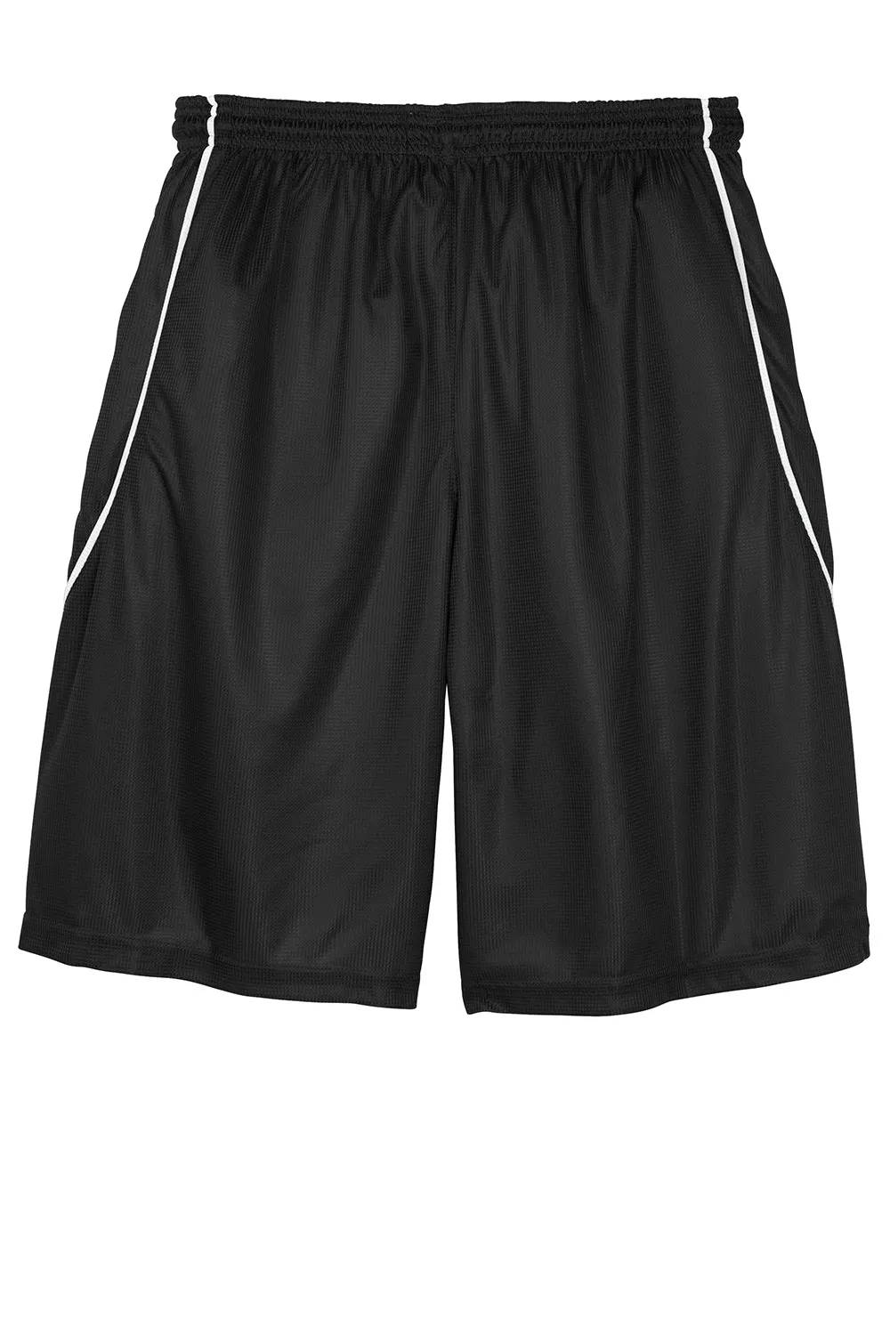 Sport-Tek Herren Feuchtigkeitstransportierende Mesh-Reversible-Spliced-Shorts - Schwarz - Ausverkauf