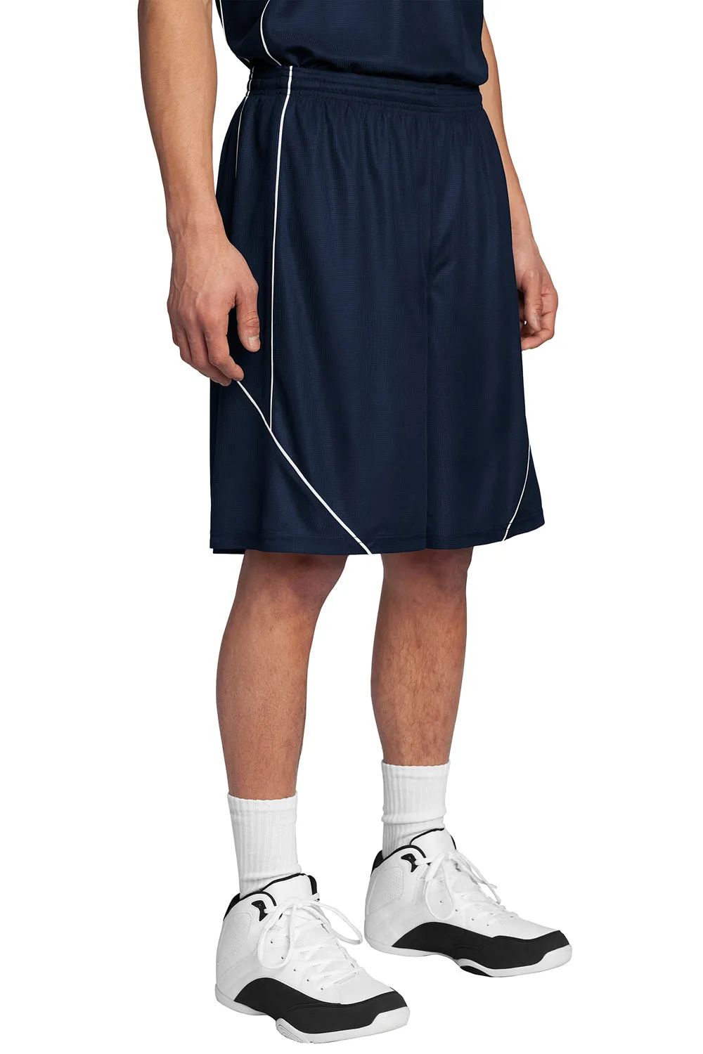 Sport-Tek Herren Feuchtigkeitstransportierende Mesh-Reversible-Spliced-Shorts - Echt Marineblau - Ausverkauf