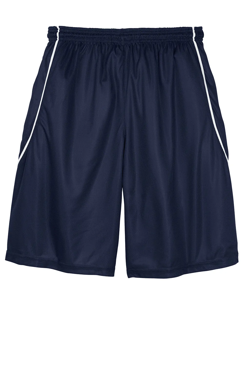 Sport-Tek Herren Feuchtigkeitstransportierende Mesh-Reversible-Spliced-Shorts - Echt Marineblau - Ausverkauf