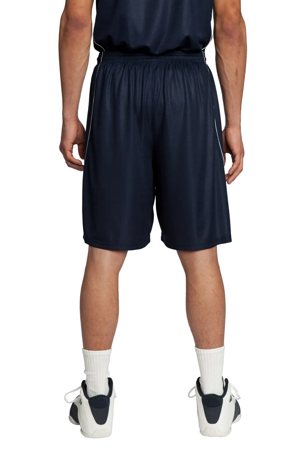 Sport-Tek Herren Feuchtigkeitstransportierende Mesh-Reversible-Spliced-Shorts - Echt Marineblau - Ausverkauf