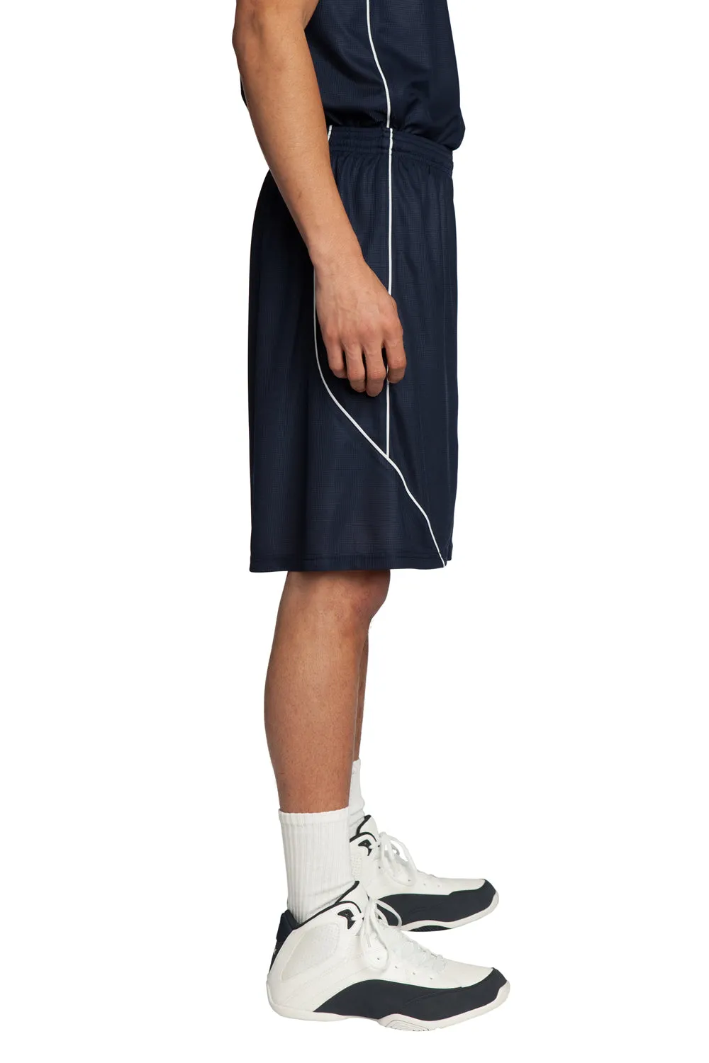 Sport-Tek Herren Feuchtigkeitstransportierende Mesh-Reversible-Spliced-Shorts - Echt Marineblau - Ausverkauf