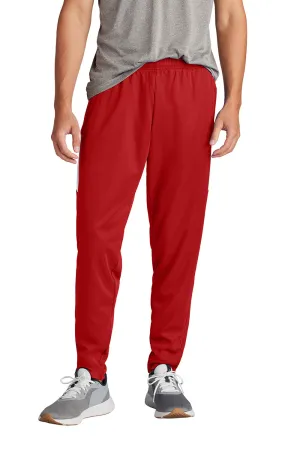 Sport-Tek Herren Reisehose mit Feuchtigkeitstransport und Taschen - Tiefrot/Weiß