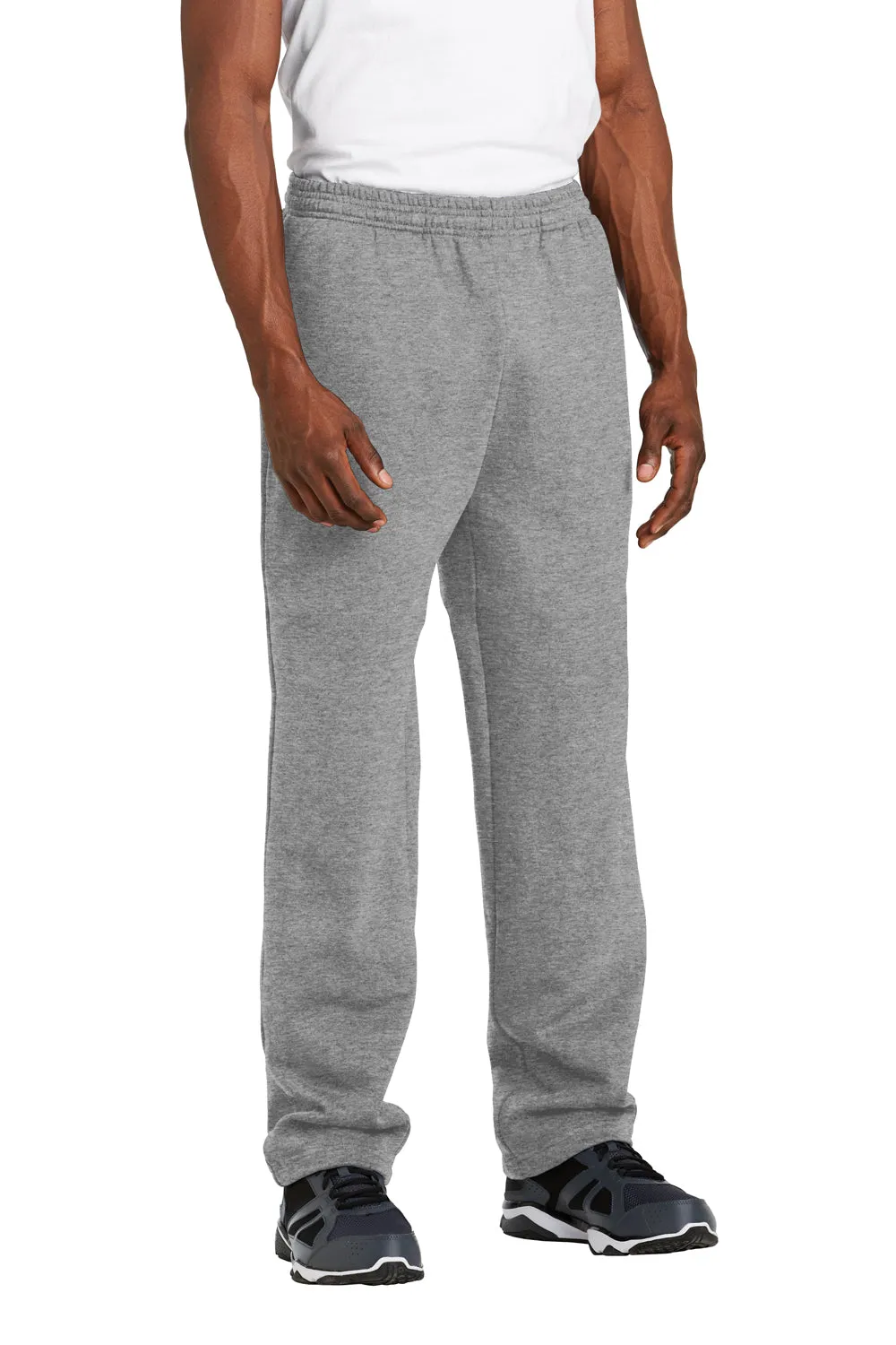 Sport-Tek Herren Sweatpants mit offenem Bund und Taschen - Heather Vintage Grau