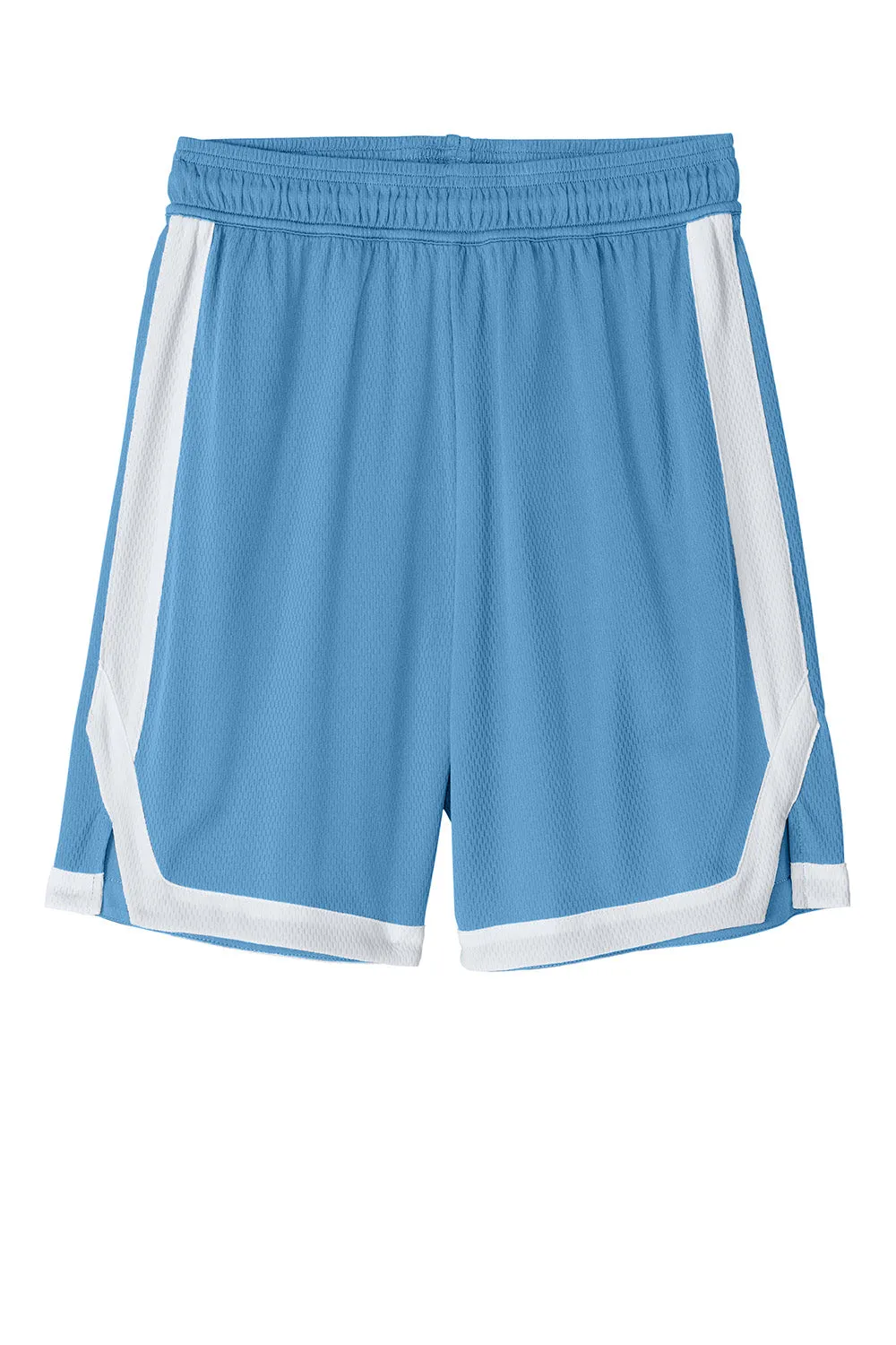 Sport-Tek Herren Rival Feuchtigkeitstransportierende Basketballshorts - Carolina Blau/Weiß