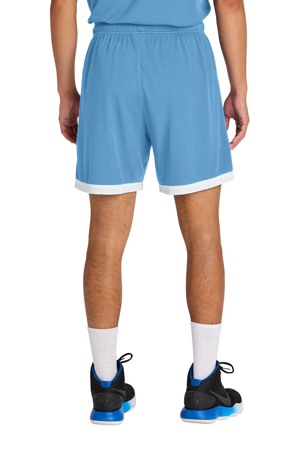 Sport-Tek Herren Rival Feuchtigkeitstransportierende Basketballshorts - Carolina Blau/Weiß