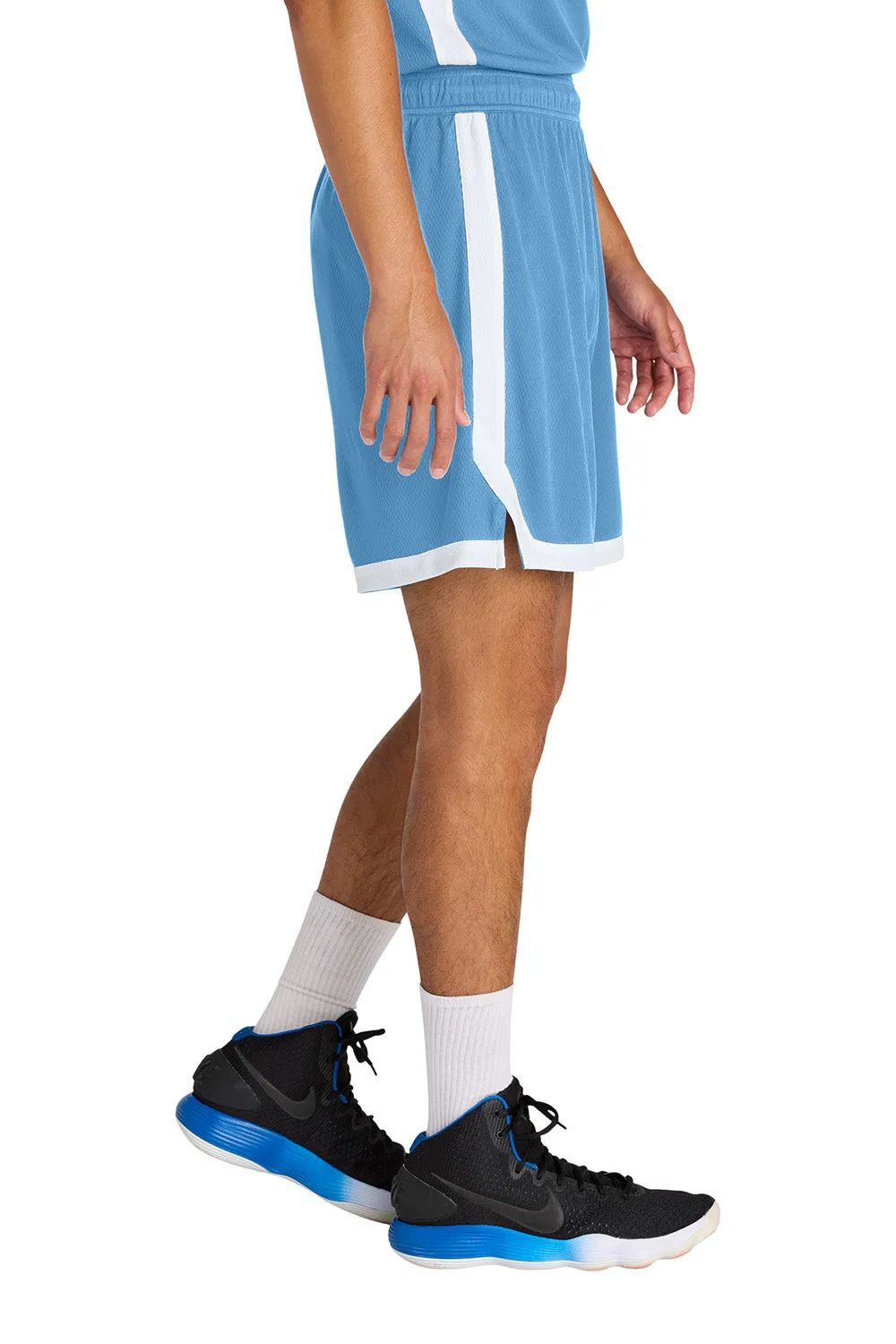 Sport-Tek Herren Rival Feuchtigkeitstransportierende Basketballshorts - Carolina Blau/Weiß