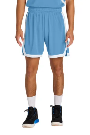 Sport-Tek Herren Rival Feuchtigkeitstransportierende Basketballshorts - Carolina Blau/Weiß