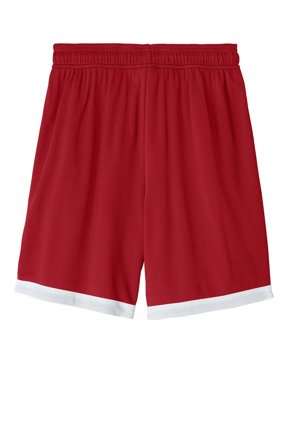 Sport-Tek Herren Rival Feuchtigkeitstransportierende Basketballshorts - Tiefrot/Weiß