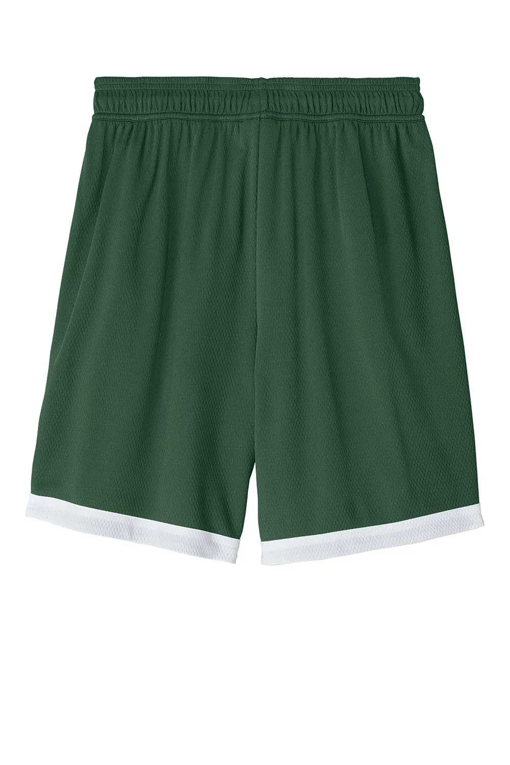 Sport-Tek Herren Rival Feuchtigkeitstransportierende Basketballshorts - Waldgrün/Weiß