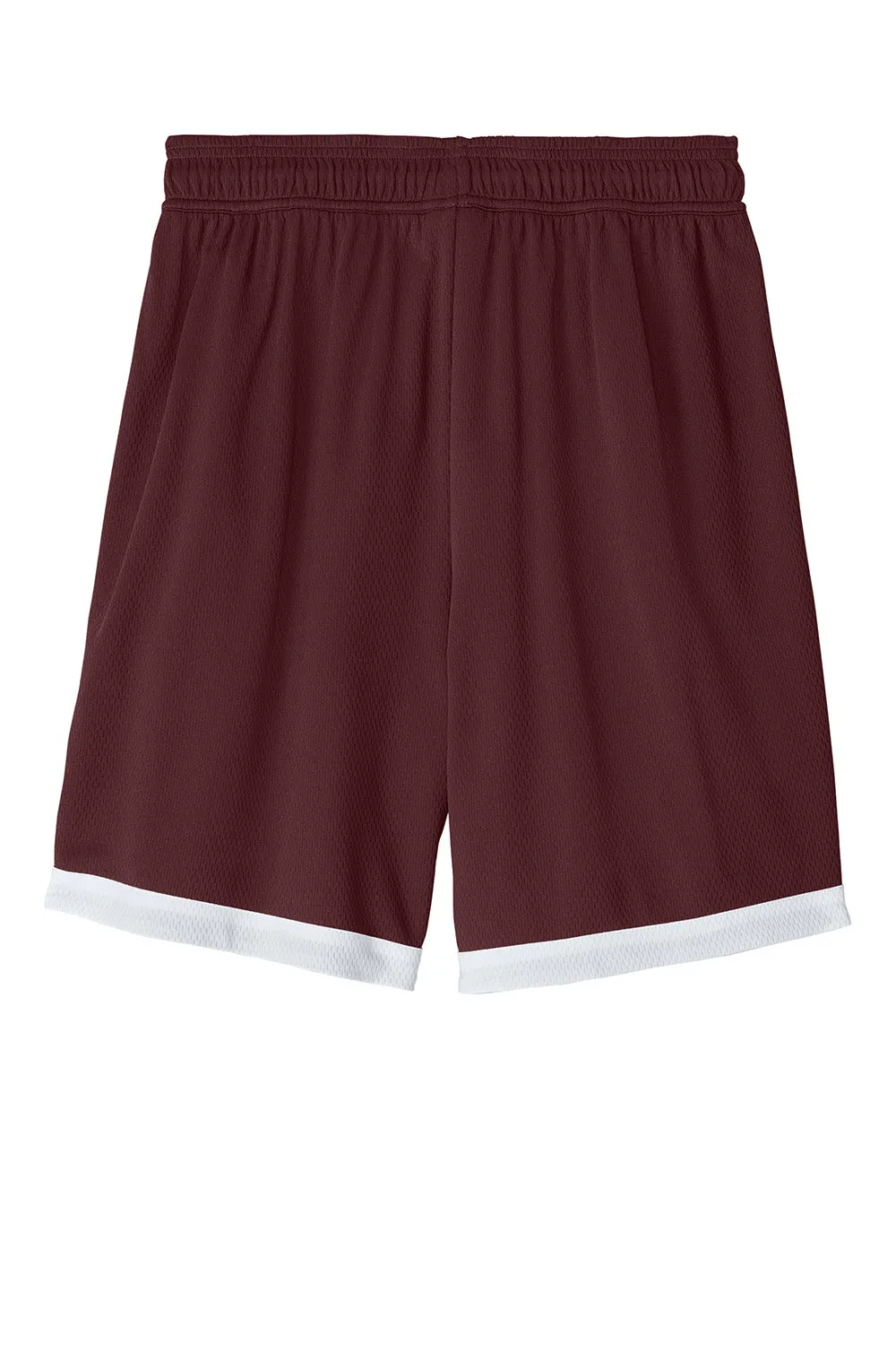 Sport-Tek Herren Rival Feuchtigkeitstransportierende Basketball-Shorts - Kastanienbraun/Weiß