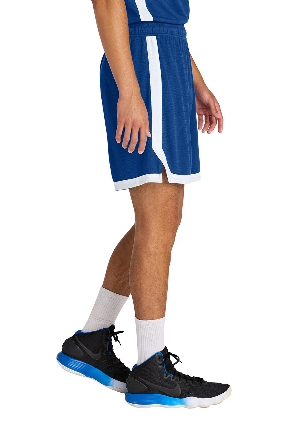 Sport-Tek Herren Rival Feuchtigkeitstransportierende Basketballshorts - Echt Königsblau/Weiß