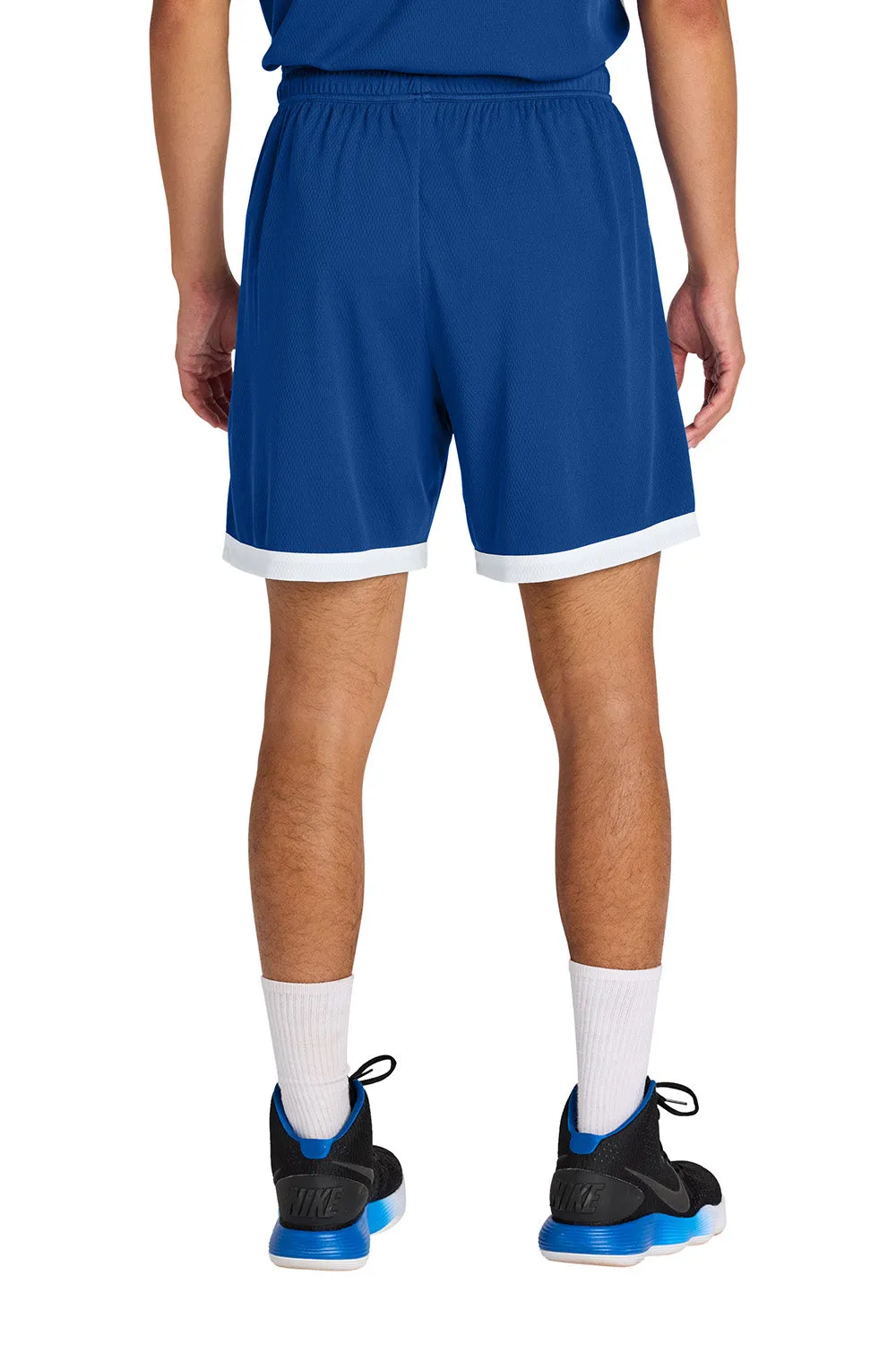 Sport-Tek Herren Rival Feuchtigkeitstransportierende Basketballshorts - Echt Königsblau/Weiß