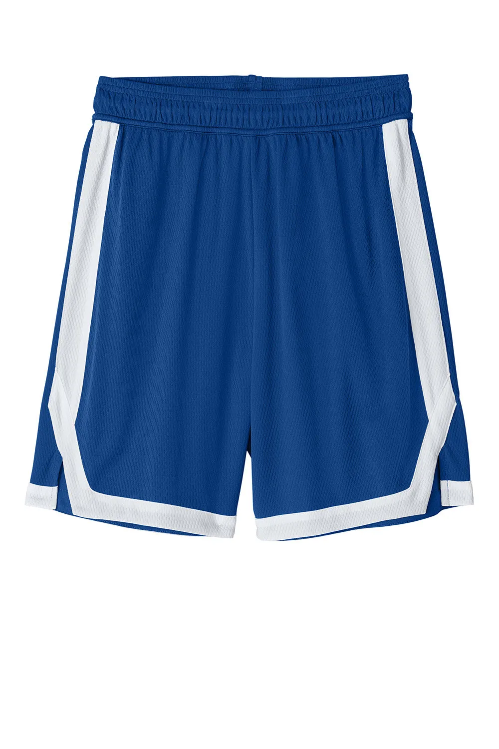 Sport-Tek Herren Rival Feuchtigkeitstransportierende Basketballshorts - Echt Königsblau/Weiß