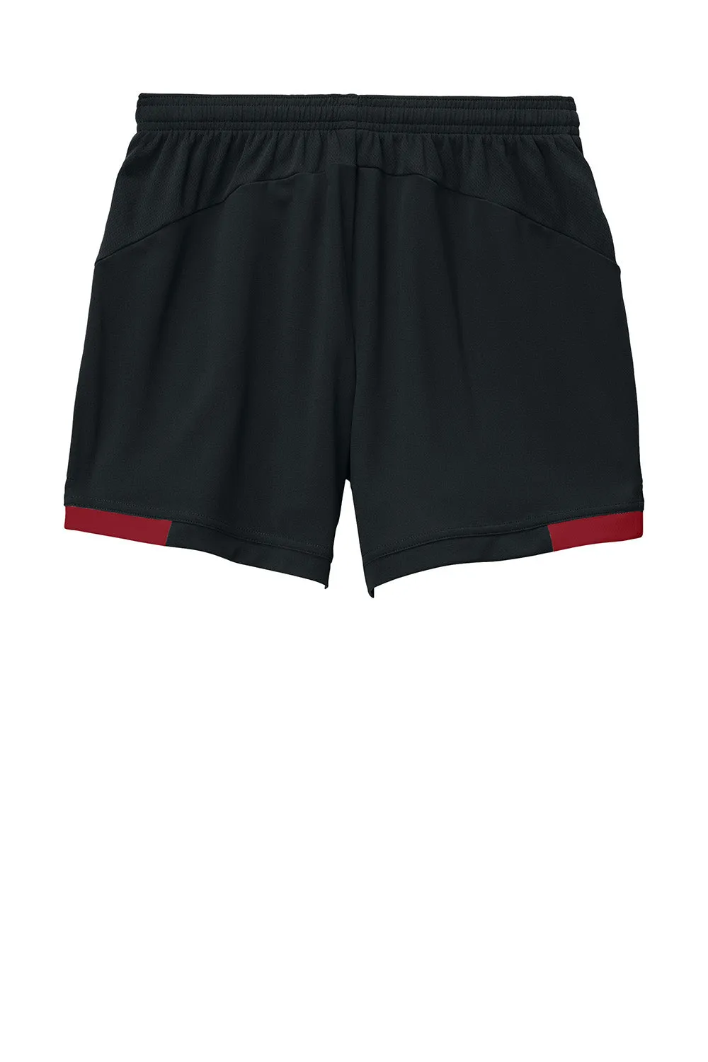 Sport-Tek Damen Club Feuchtigkeitstransportierende Shorts - Schwarz/Tiefrot