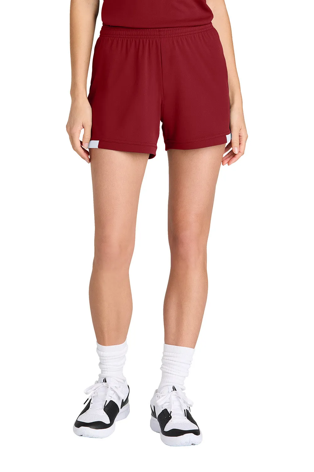 Sport-Tek Damen Club Feuchtigkeitstransportierende Shorts - Tiefrot/Weiß Kleidung Sport-Tek