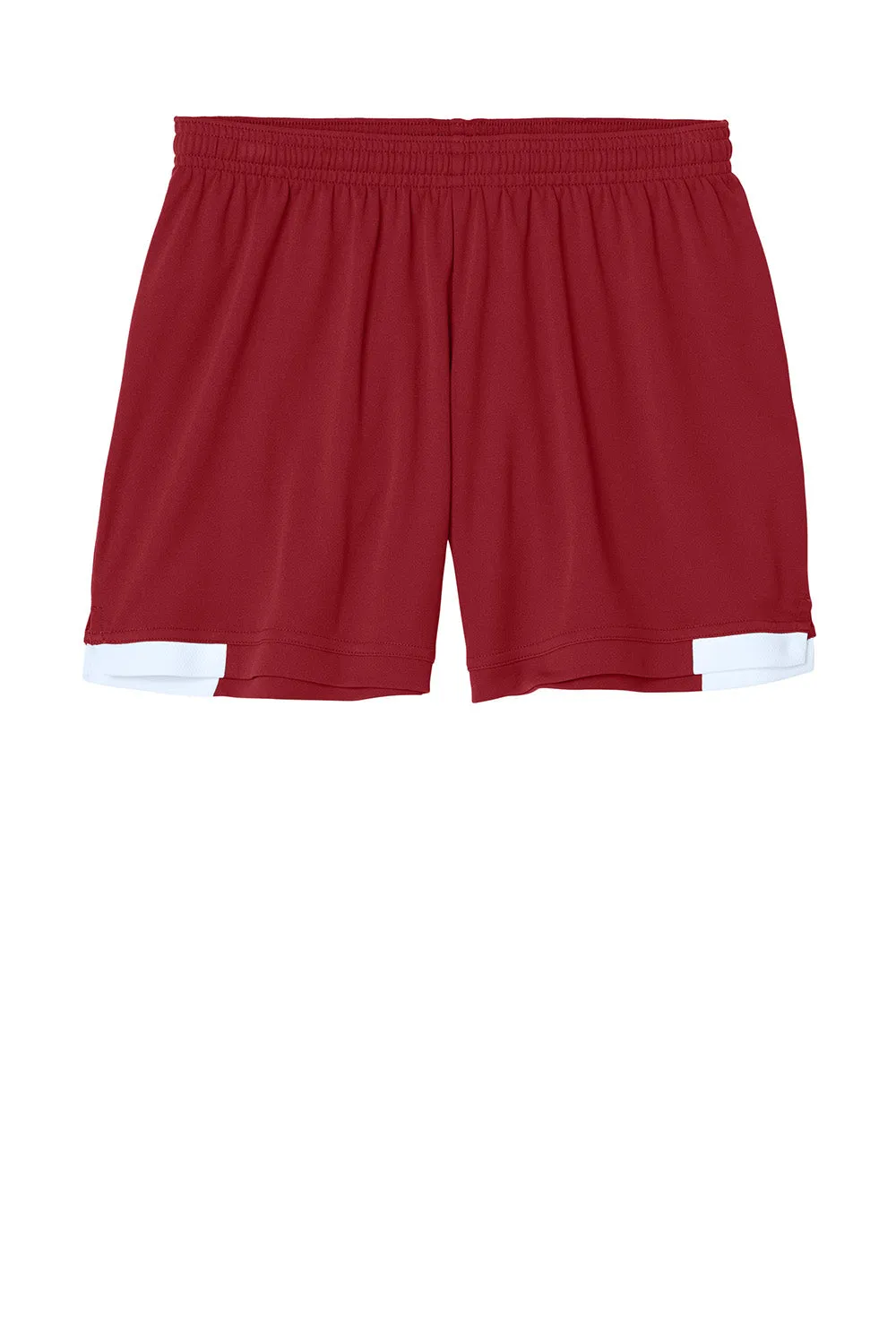 Sport-Tek Damen Club Feuchtigkeitstransportierende Shorts - Tiefrot/Weiß Kleidung Sport-Tek