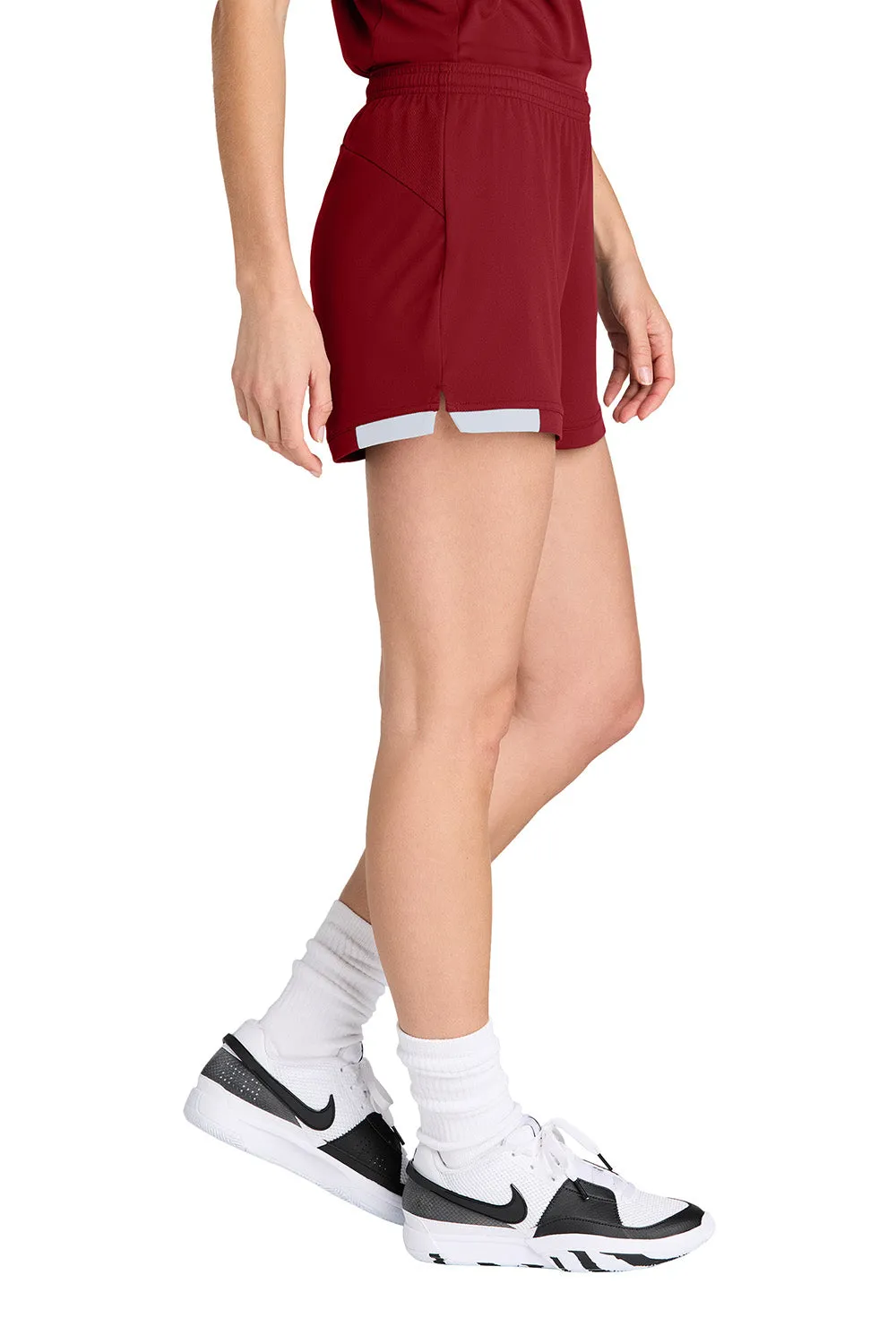 Sport-Tek Damen Club Feuchtigkeitstransportierende Shorts - Tiefrot/Weiß Kleidung Sport-Tek