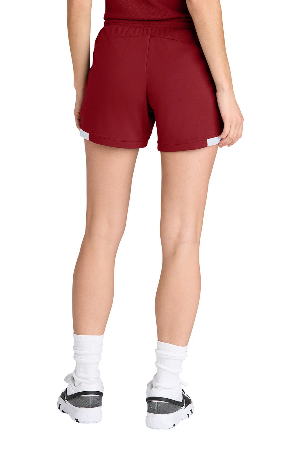Sport-Tek Damen Club Feuchtigkeitstransportierende Shorts - Tiefrot/Weiß Kleidung Sport-Tek