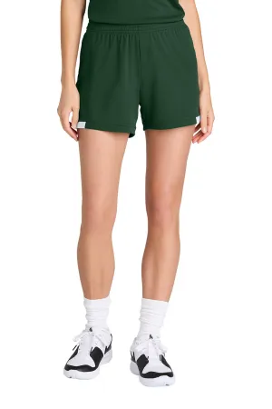 Sport-Tek Womens Club Moisture Wicking Shorts - Forest Green/White Clothing Sport-Tek