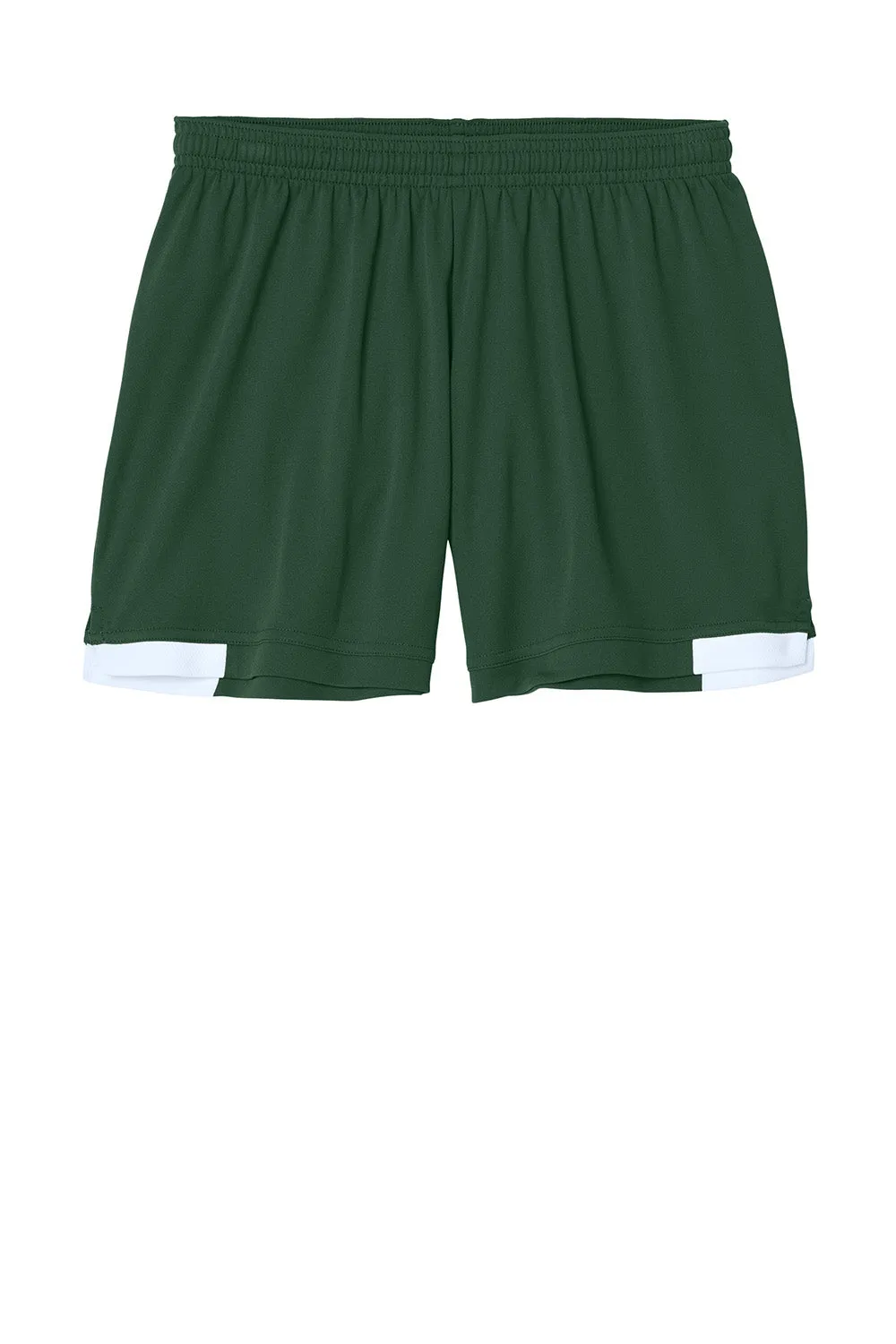 Sport-Tek Damen Club Feuchtigkeitstransportierende Shorts - Waldgrün/Weiß Kleidung Sport-Tek