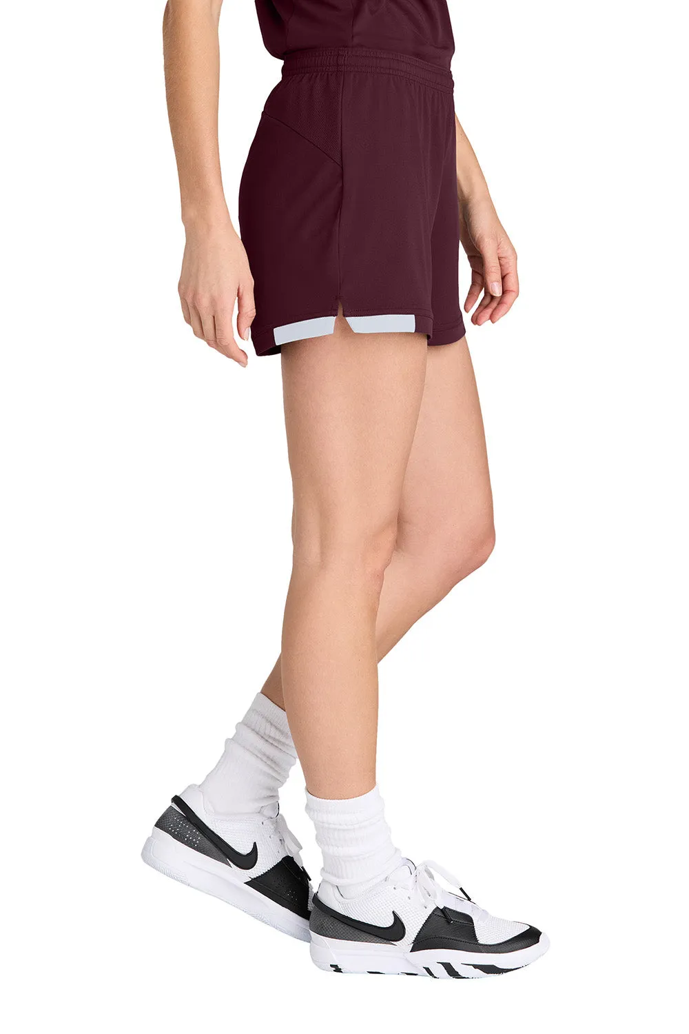 Sport-Tek Damen Club Feuchtigkeitstransportierende Shorts - Kastanienbraun/Weiß