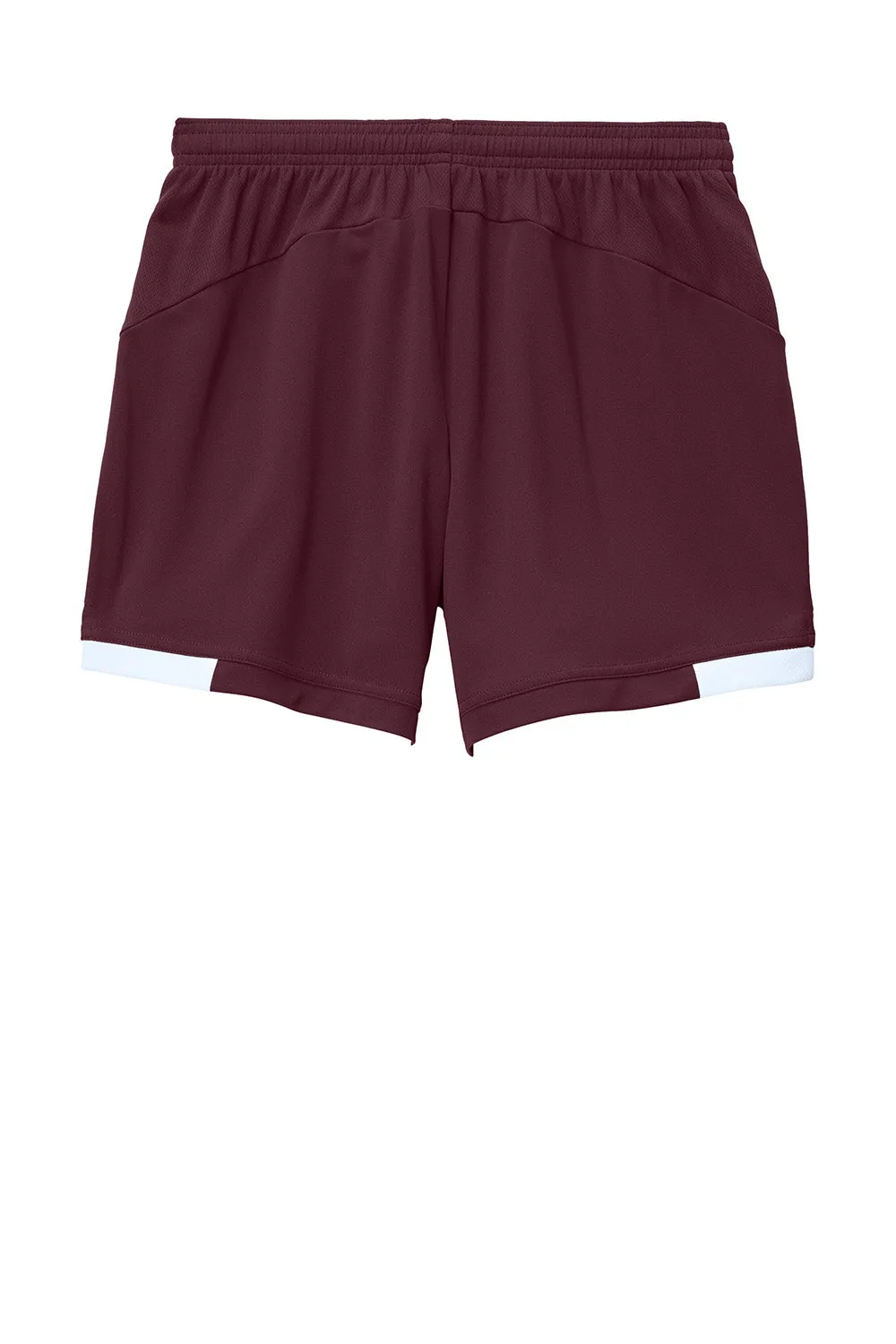 Sport-Tek Damen Club Feuchtigkeitstransportierende Shorts - Kastanienbraun/Weiß