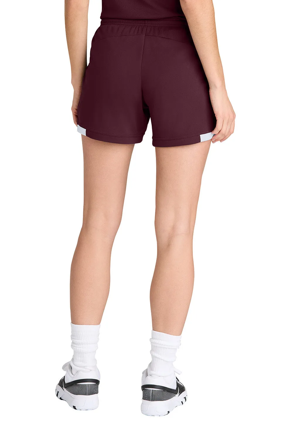 Sport-Tek Damen Club Feuchtigkeitstransportierende Shorts - Kastanienbraun/Weiß