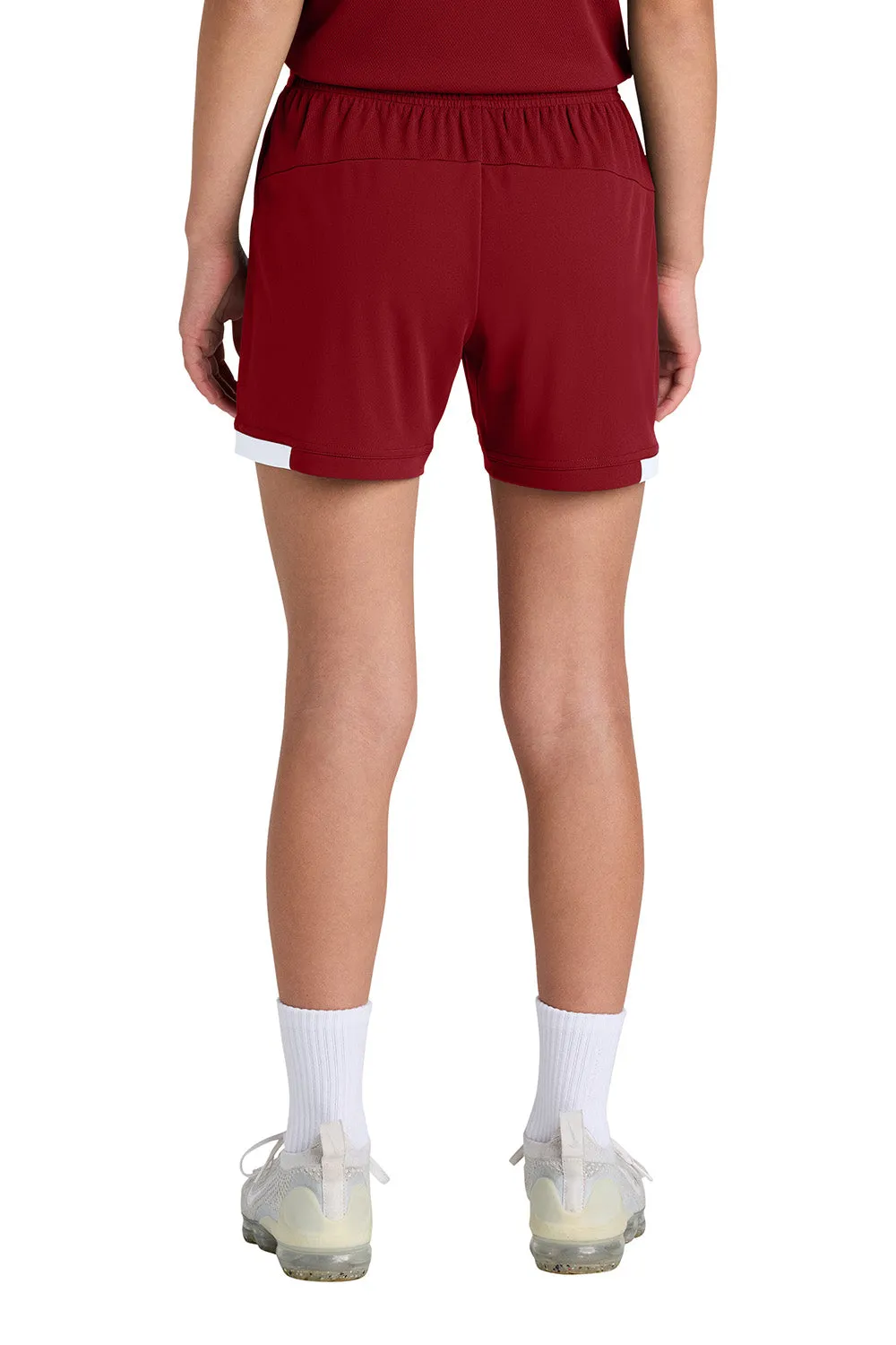 Sport-Tek Jugendclub Feuchtigkeitstransportierende Shorts - Tiefrot/Weiß Kleidung Sport-Tek