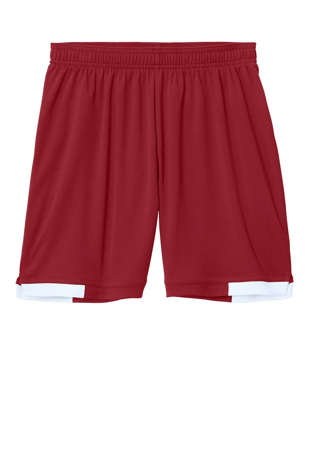 Sport-Tek Jugendclub Feuchtigkeitstransportierende Shorts - Tiefrot/Weiß Kleidung Sport-Tek