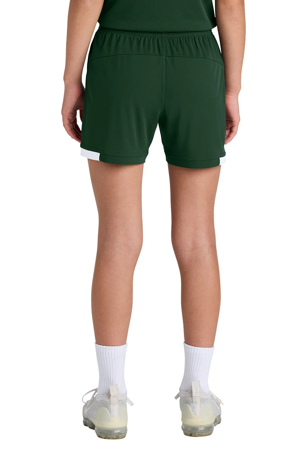 Sport-Tek Jugendclub Feuchtigkeitstransportierende Shorts - Waldgrün/Weiß Kleidung Sport-Tek
