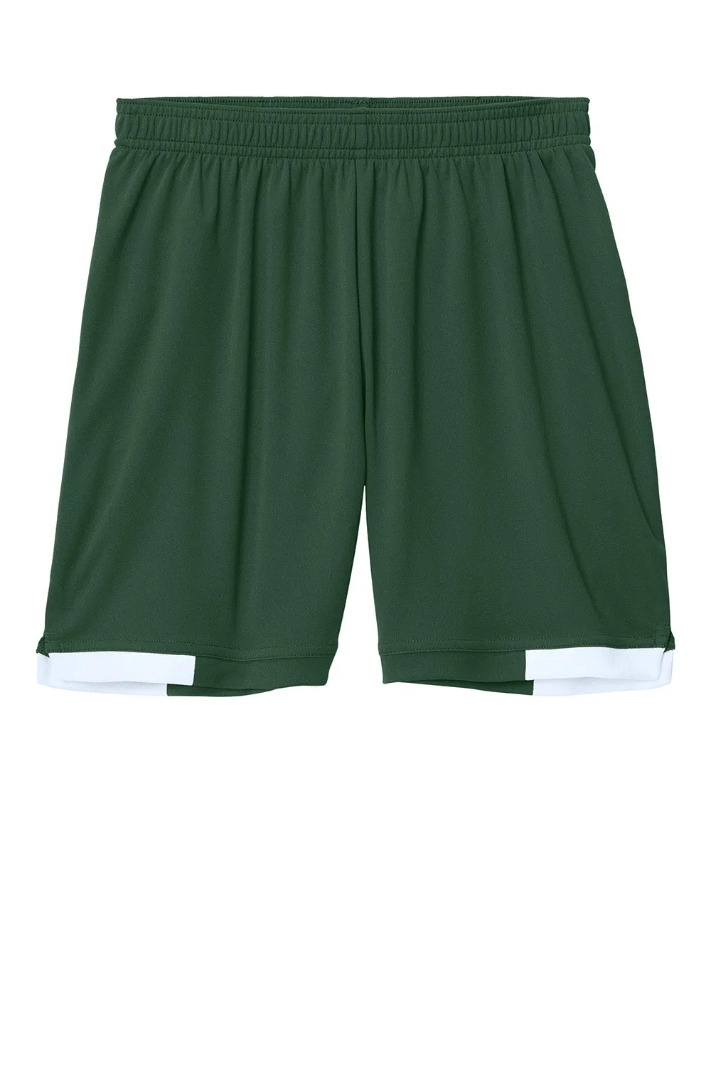 Sport-Tek Jugendclub Feuchtigkeitstransportierende Shorts - Waldgrün/Weiß Kleidung Sport-Tek