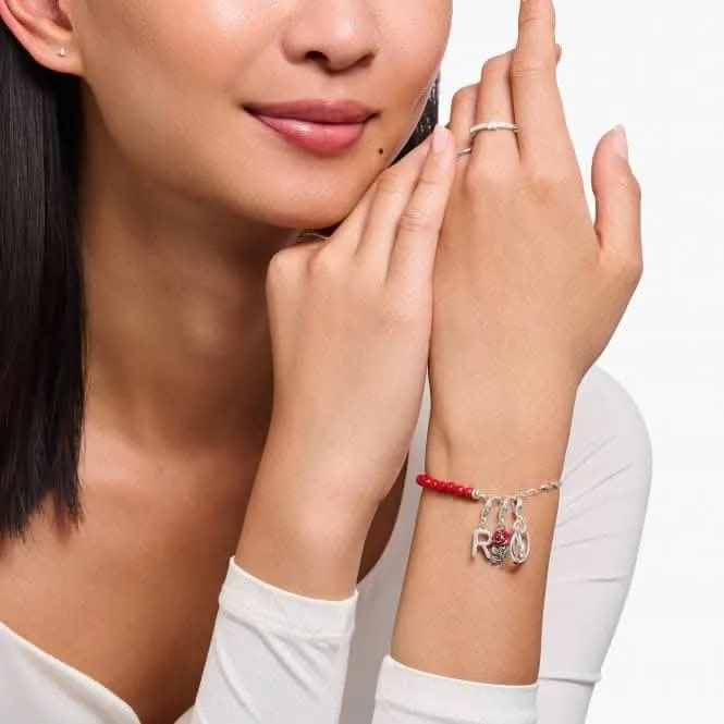 Sterling Silber Emaille Roter Rosen Anhänger 2076-664-10 Thomas Sabo Sammelbare Charms