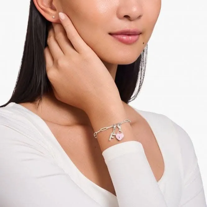 Sterling Silber Emaille Zirkonia Pink Dreidimensionales Herz Anhänger 2071-691-9 Thomas Sabo Sammelbare Charms