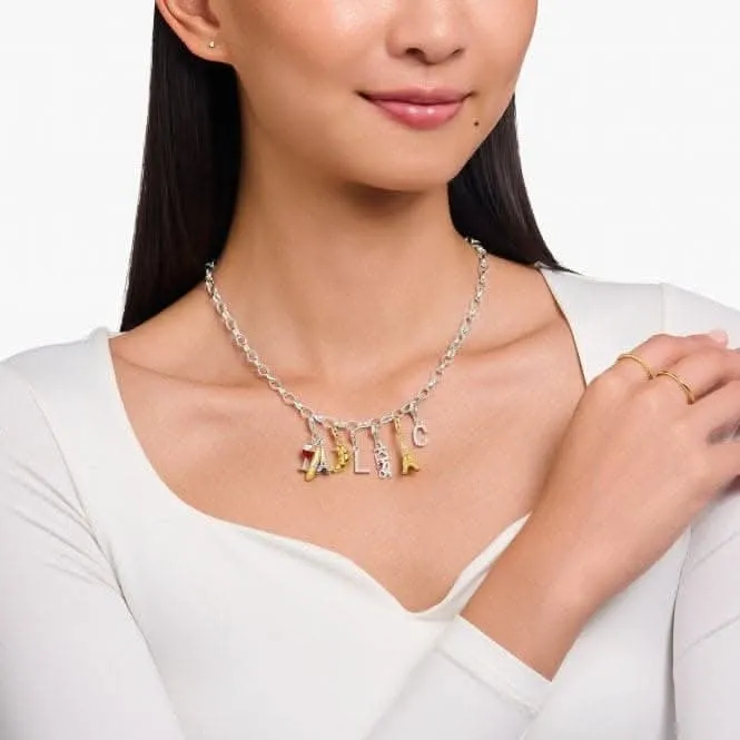 Sterling Silber Emaille Zirkonia Rotweinglas, Eiffelturm & Baguette Anhänger 2078-390-7 Thomas Sabo Sammelanhänger