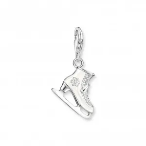 Sterling Silber Emaille Zirkonia Weiß Eislauf-Schlittschuh Anhänger 1907-041-14 Thomas Sabo Sammelbare Charms
