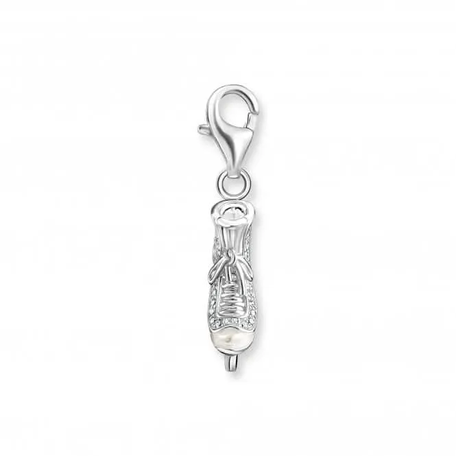 Sterling Silber Emaille Zirkonia Weiß Eislauf-Schlittschuh Anhänger 1907-041-14 Thomas Sabo Sammelbare Charms