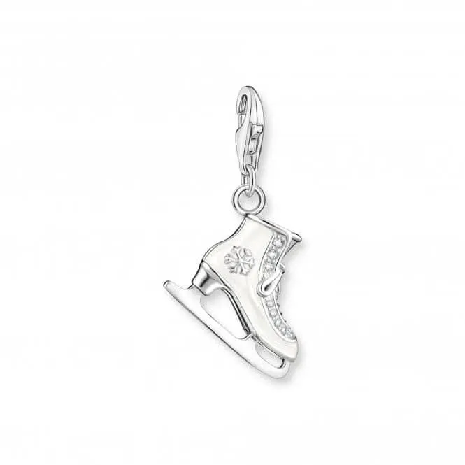 Sterling Silber Emaille Zirkonia Weiß Eislauf-Schlittschuh Anhänger 1907-041-14 Thomas Sabo Sammelbare Charms