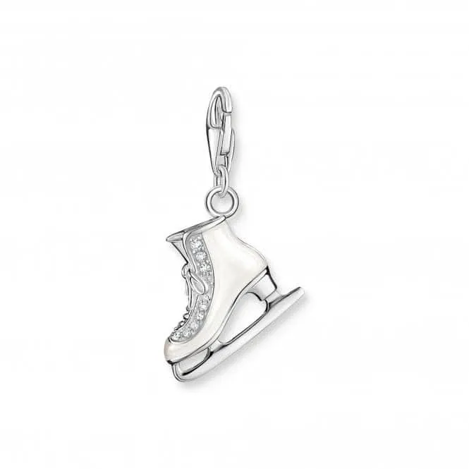 Sterling Silber Emaille Zirkonia Weiß Eislauf-Schlittschuh Anhänger 1907-041-14 Thomas Sabo Sammelbare Charms