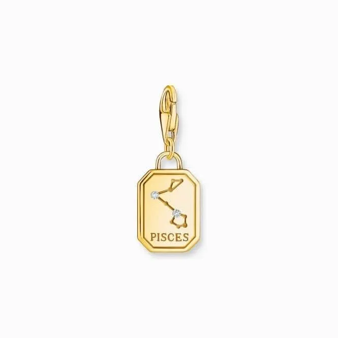 Sterling Silber vergoldetes Zirkonia Zodiac Zeichen Fische Anhänger 2154-414-39 Thomas Sabo Sammelbare Charms