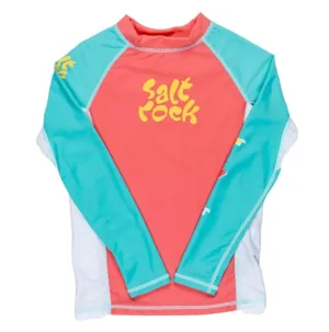 Surf Sister - Langarm-Rashguard für Kinder - Koralle/Türkis