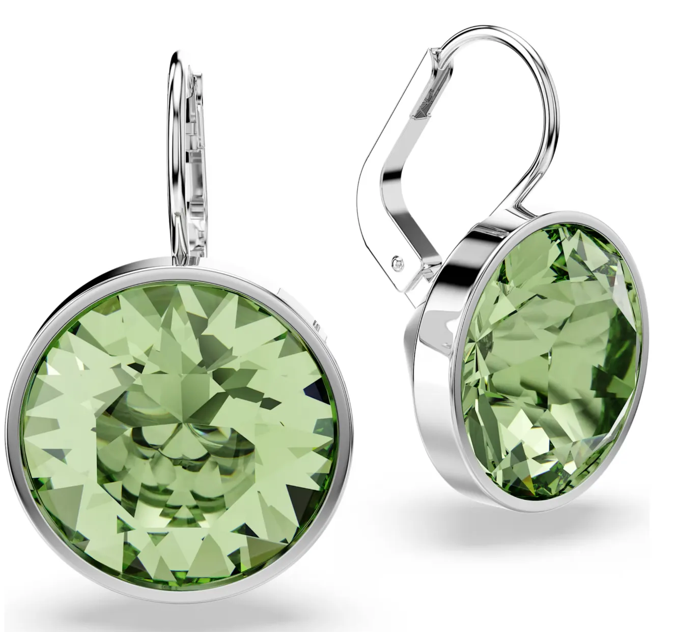 Swarovski Schmuck Bella Grüne Runde Silberne Tropfenohrringe