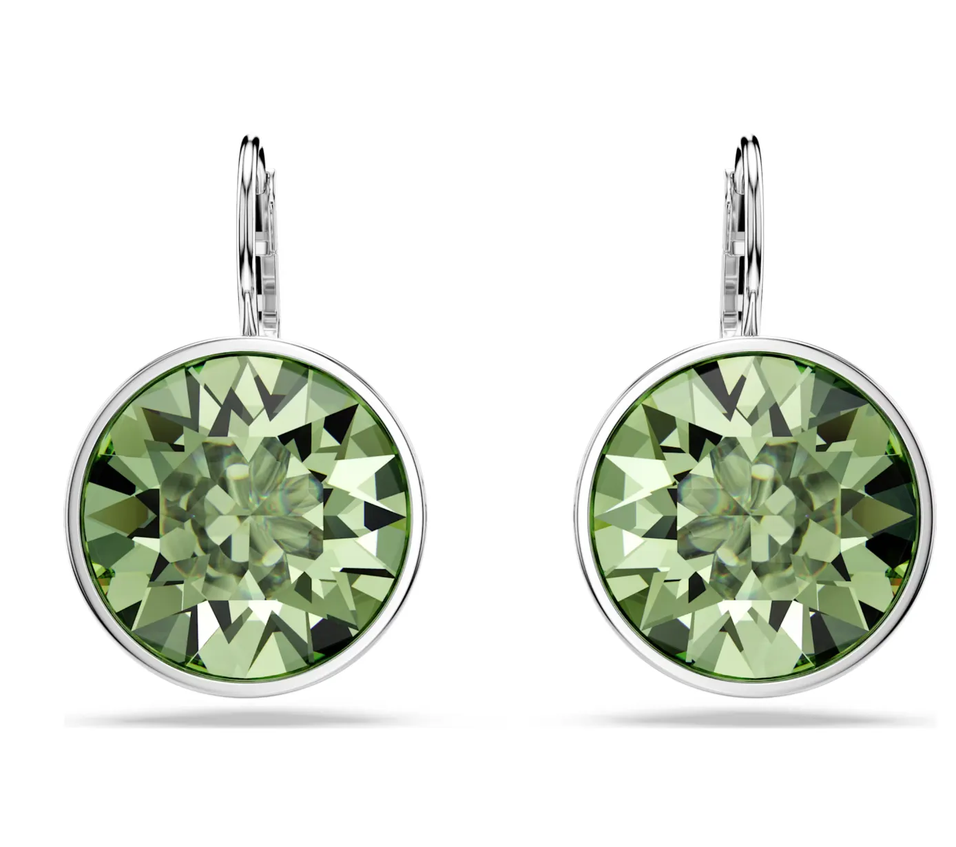 Swarovski Schmuck Bella Grüne Runde Silberne Tropfenohrringe