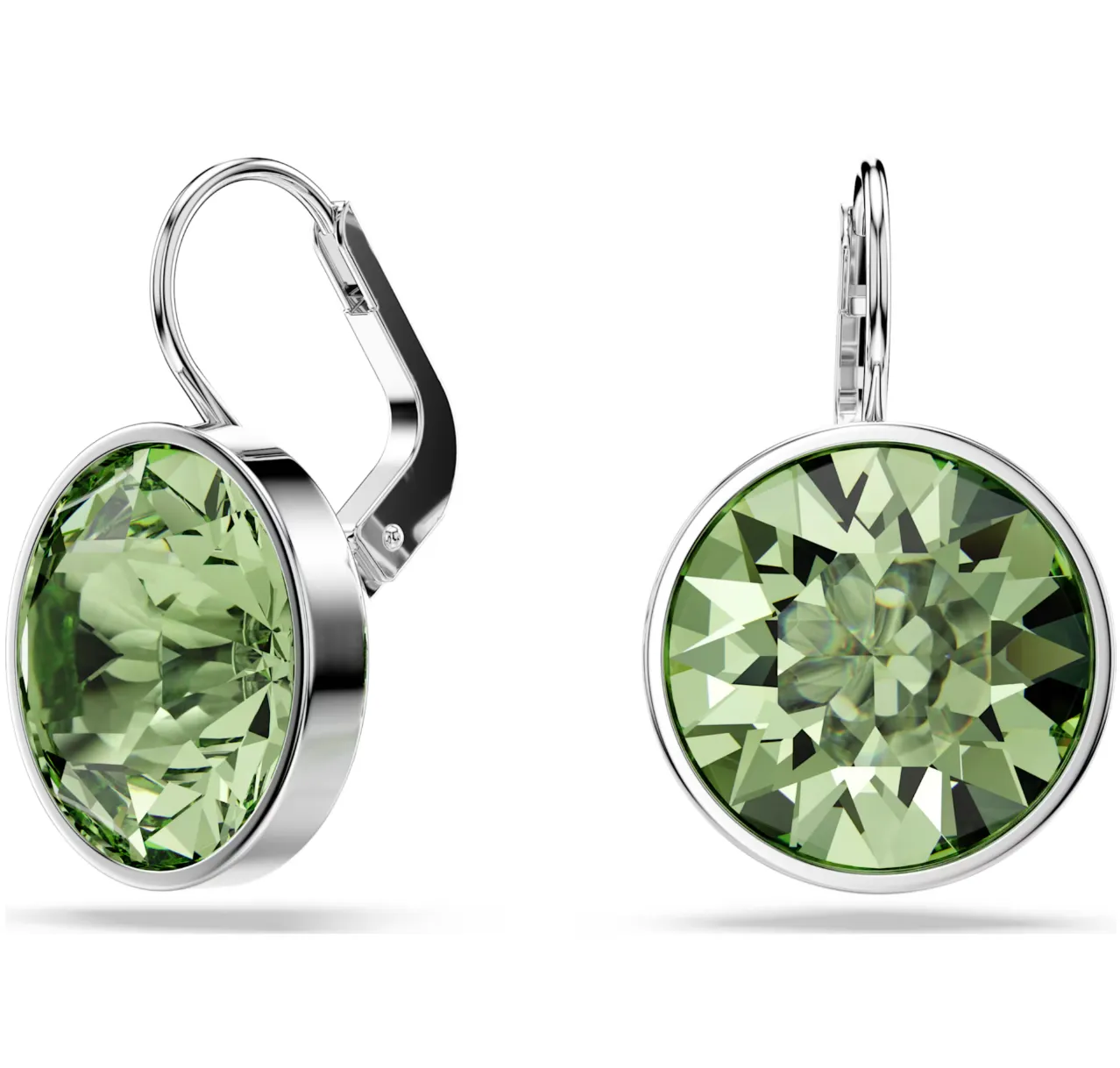 Swarovski Schmuck Bella Grüne Runde Silberne Tropfenohrringe