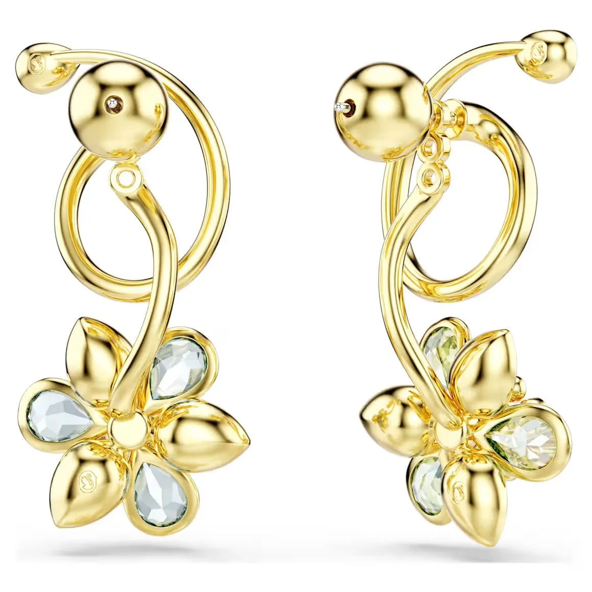 Swarovski Schmuck Idyllische Asymmetrische Mehrfarbige Blume Gemischte Schliffe Goldene Ohrringe