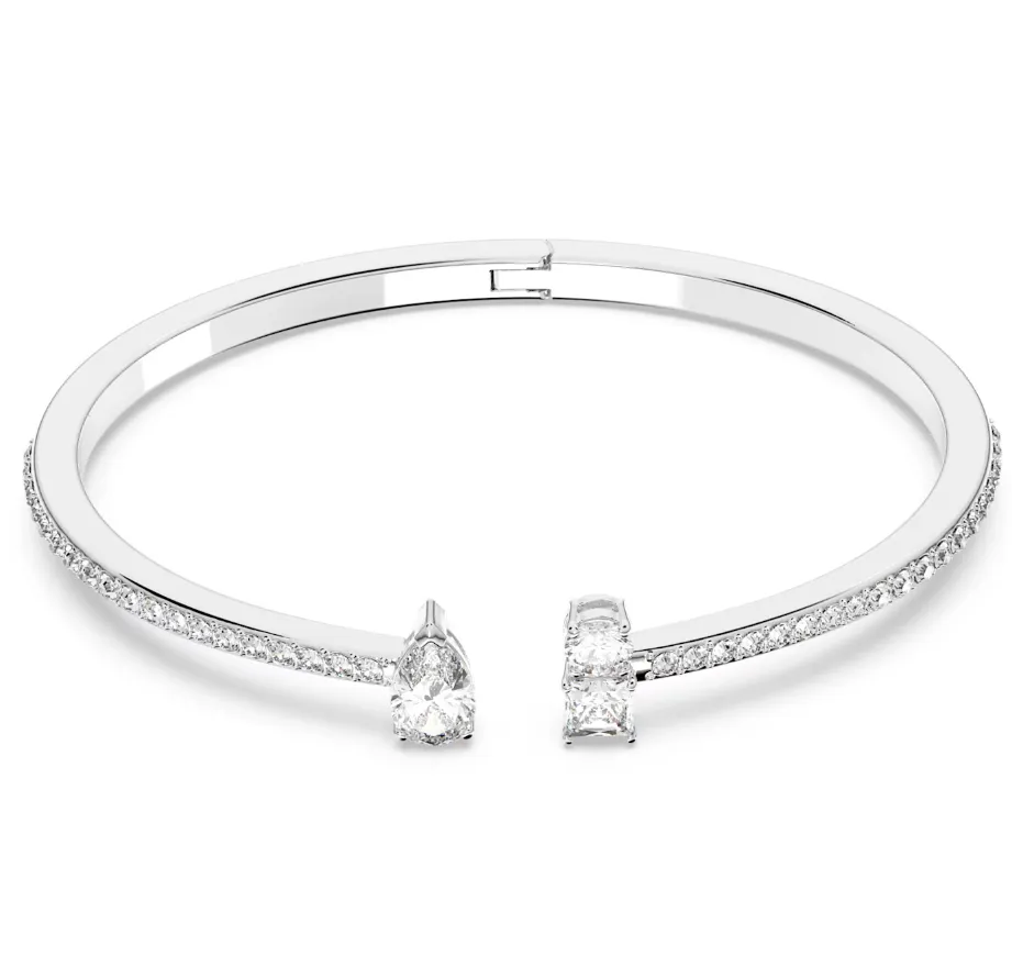 Swarovski Schmuck Swarovski Attract Rhodium-beschichtete weiße Kristalle gemischter Schliff Armreif Größe M